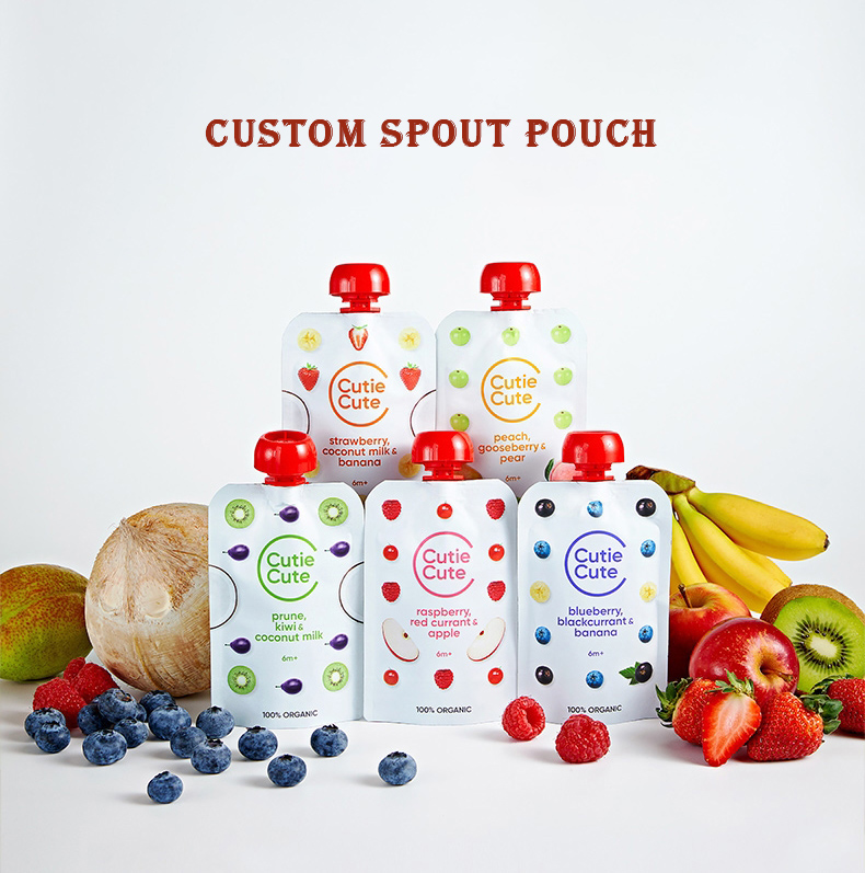 Custom Logo Reusable Recyclable Txiv Hmab Txiv Ntoo Puree Spout Hnab 9