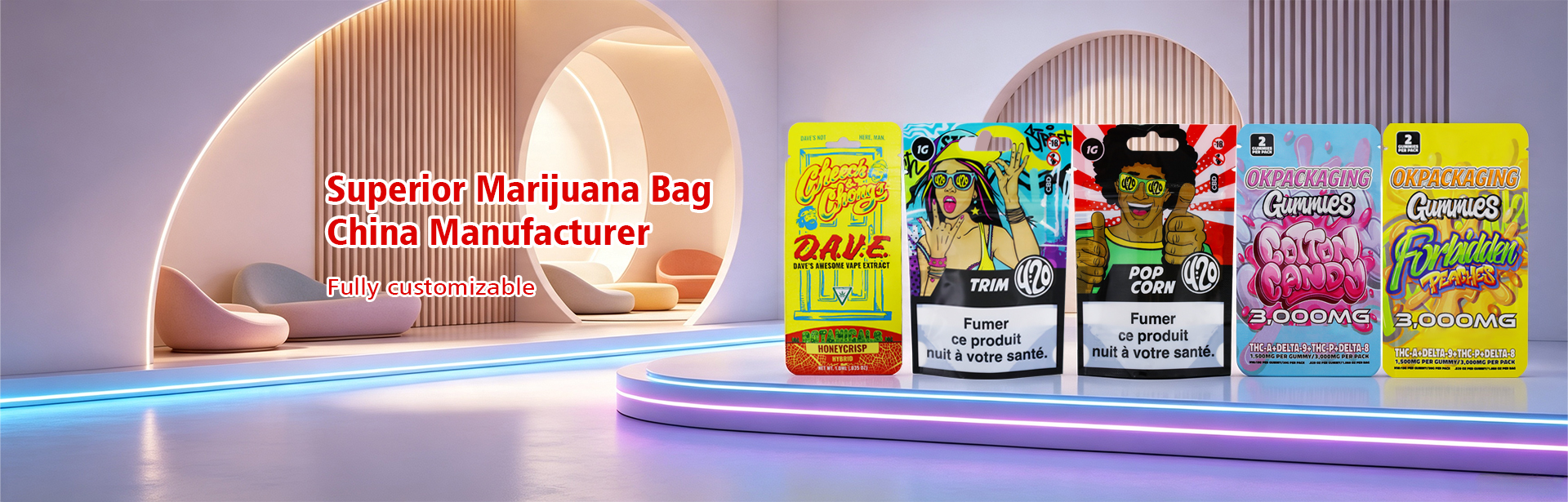 3 Side Seal Child Resistant Mylar Pouch, High Barrier Smell Proof Cannabis Bag (6)