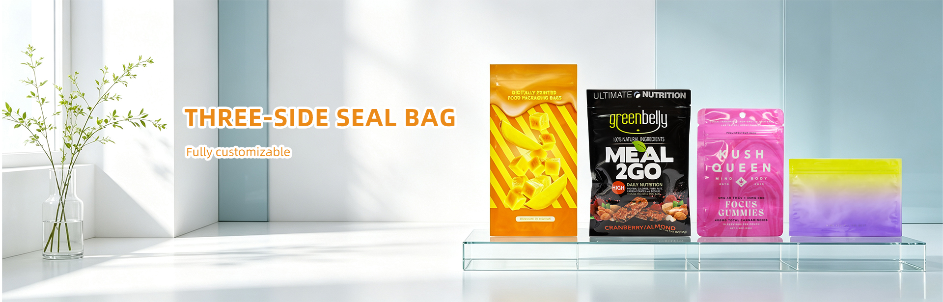 Aluminum Foil 3 Side Seal Ziplock Pouch, Smell Proof Resealable Packaging Bags (4)