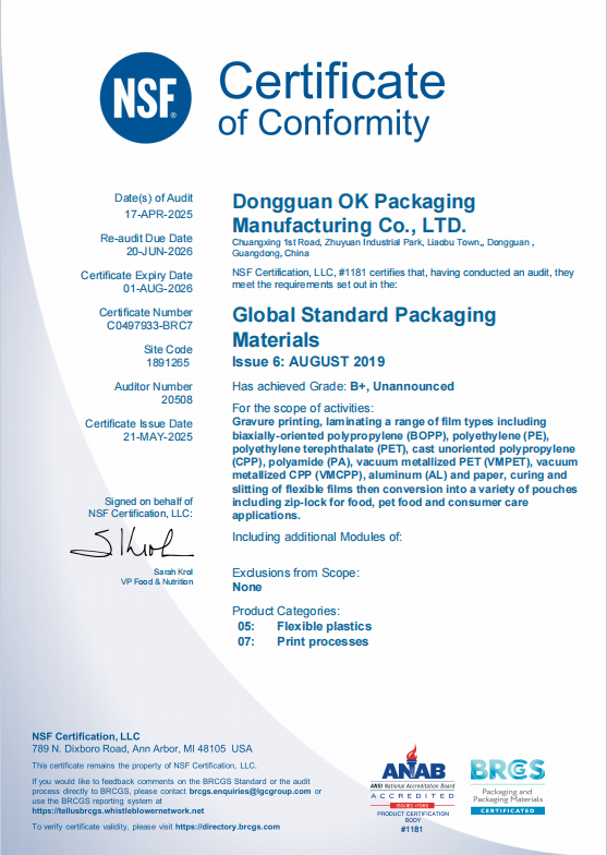 BRC from OK Packaging