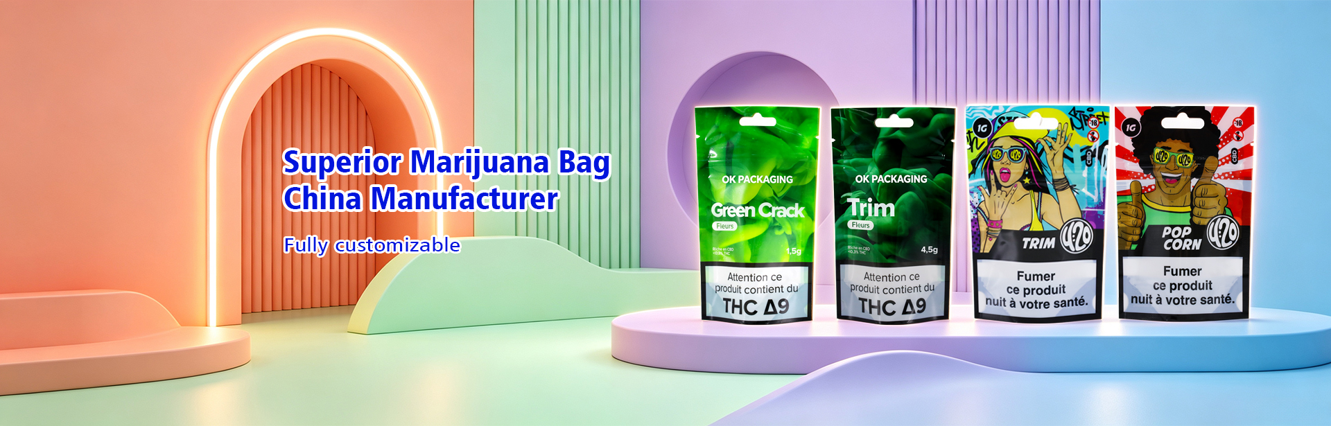 Cannabis Bags Stand‑Up Pouch  Custom Printed Mylar Doypack Manufacturer (2)