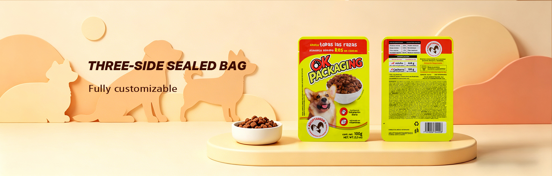 Custom 3 Side Seal Retort Pouch – Autoclavable for Dog & Cat Wet Food (2) - 副本