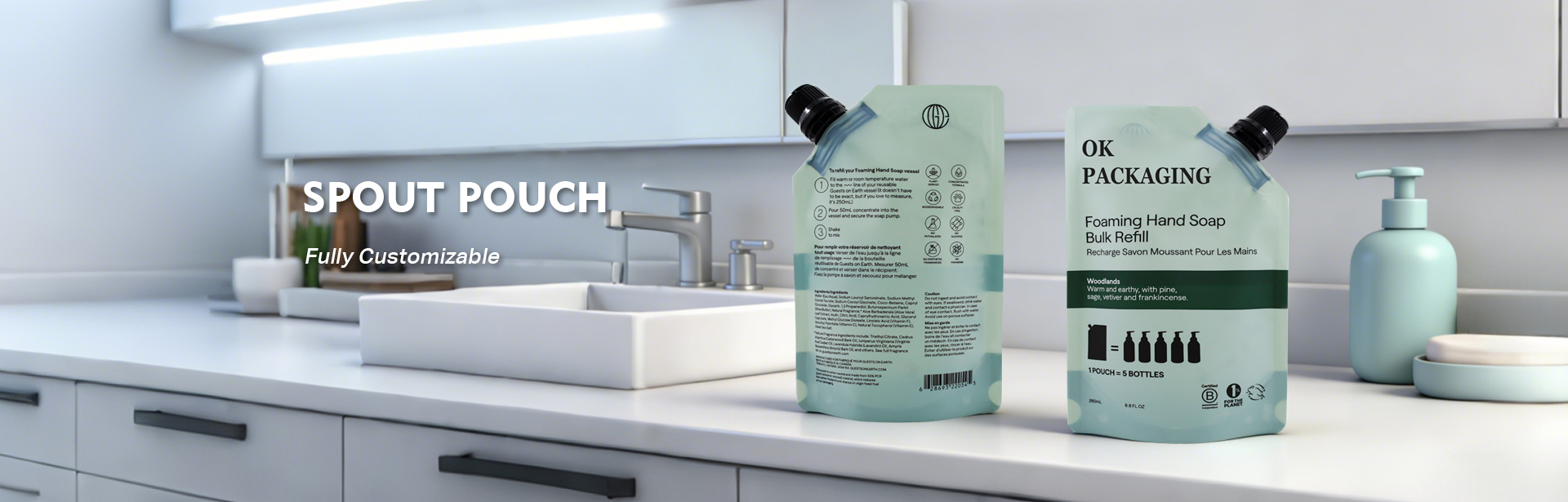 Custom Hand Sanitizer Spout Pouch  Leak-Proof Stand Up Refill Bag (2)