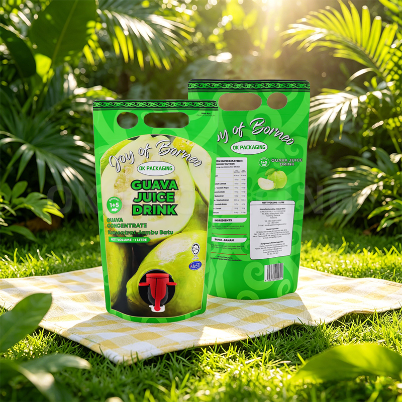 Custom High Preservation Double Bottom Stand Up Juice Pouch  (4)