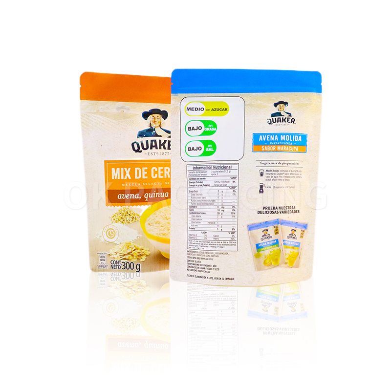 Custom Print Zipper Stand Pouch for Oat Food Package BagsOK Packaging2
