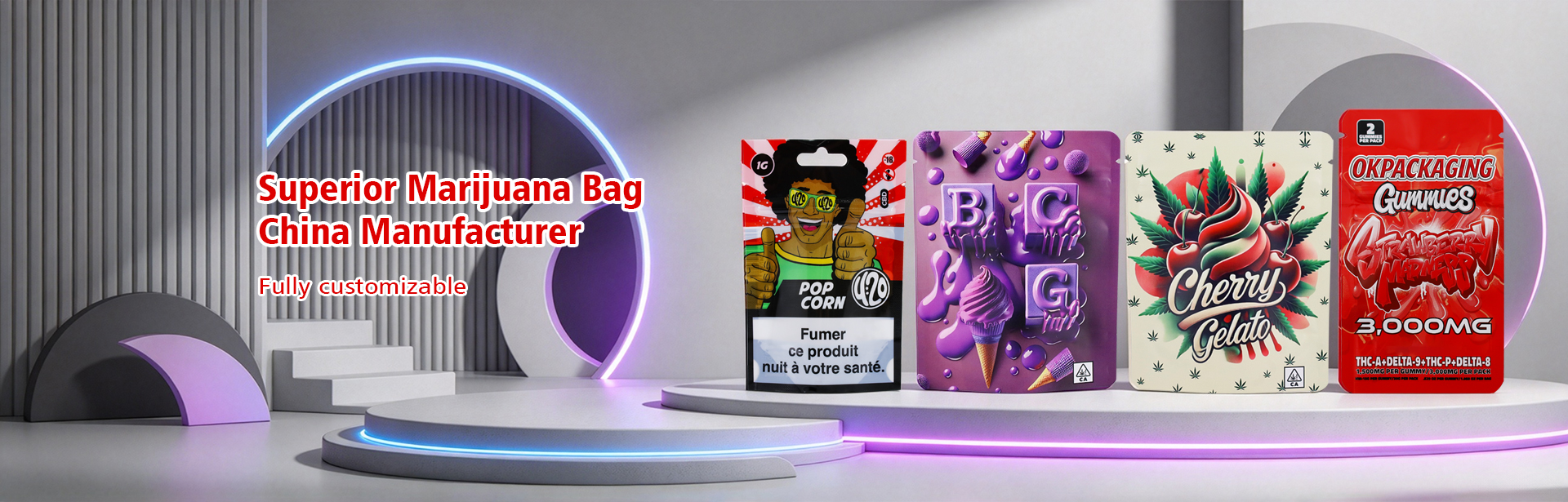 Custom Printing Cannabis Bags Stand‑Up Pouch   Mylar Doypack with Zipper (5)