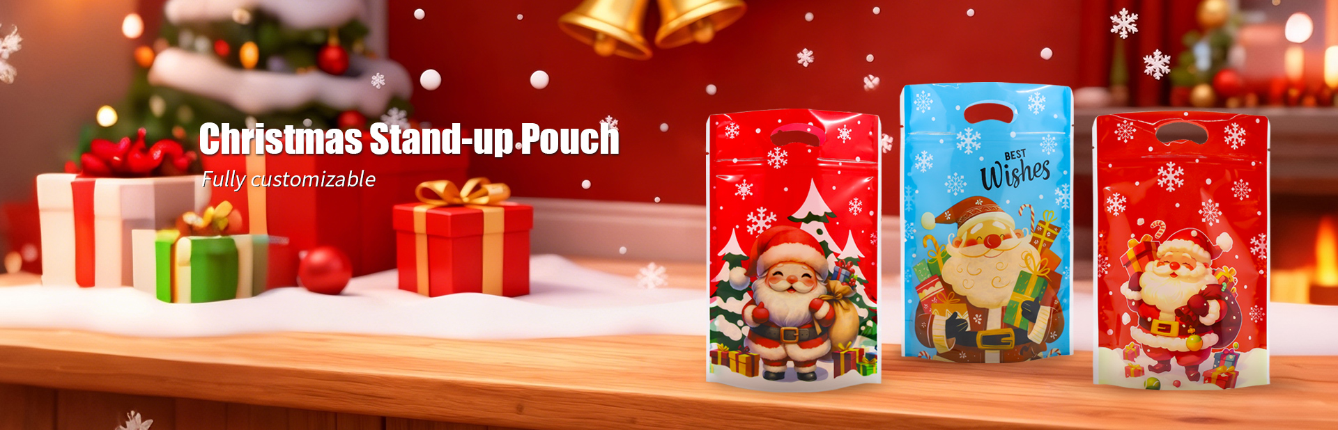 Resealable Christmas Stand Up Pouch with Handle (1)