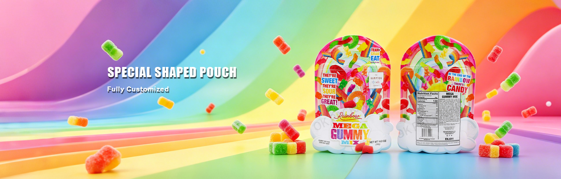Food Grade Special Shaped Three Side Seal Gummy Candy Pouches Supplier
